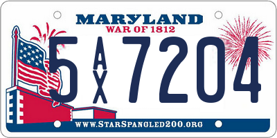 MD license plate 5AX7204