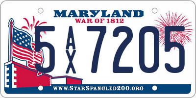 MD license plate 5AX7205