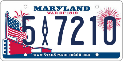 MD license plate 5AX7210