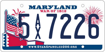 MD license plate 5AX7226