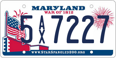 MD license plate 5AX7227