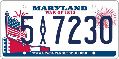 MD license plate 5AX7230