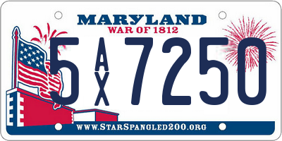 MD license plate 5AX7250