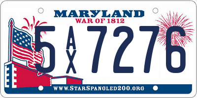 MD license plate 5AX7276