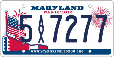 MD license plate 5AX7277