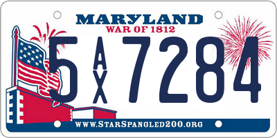 MD license plate 5AX7284