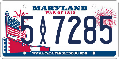 MD license plate 5AX7285