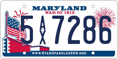 MD license plate 5AX7286