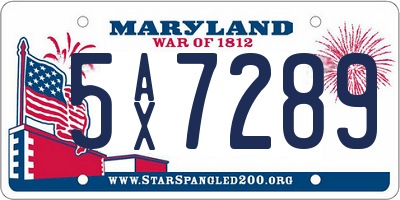 MD license plate 5AX7289