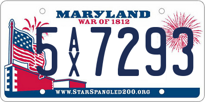 MD license plate 5AX7293