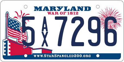 MD license plate 5AX7296