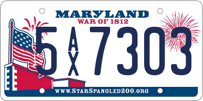 MD license plate 5AX7303