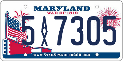 MD license plate 5AX7305