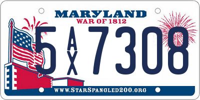 MD license plate 5AX7308
