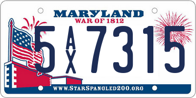 MD license plate 5AX7315
