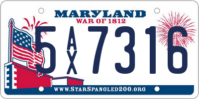 MD license plate 5AX7316