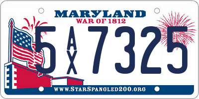 MD license plate 5AX7325