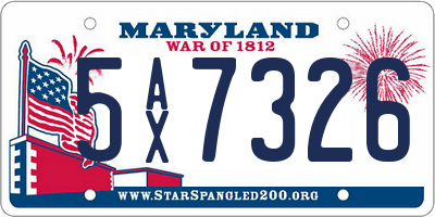 MD license plate 5AX7326