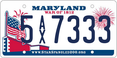 MD license plate 5AX7333