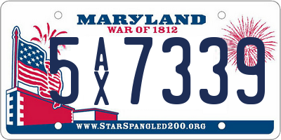MD license plate 5AX7339
