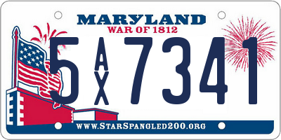 MD license plate 5AX7341