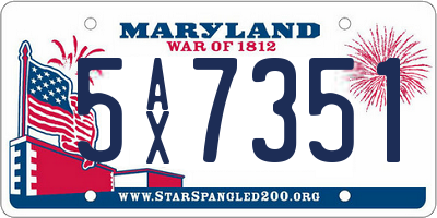 MD license plate 5AX7351