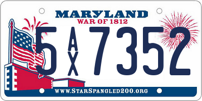 MD license plate 5AX7352