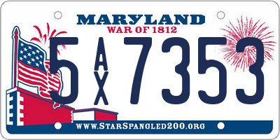 MD license plate 5AX7353