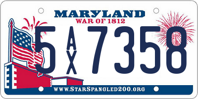MD license plate 5AX7358