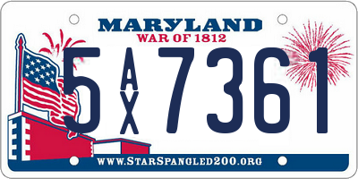 MD license plate 5AX7361