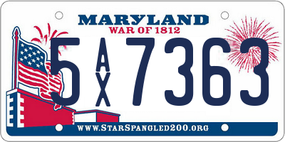 MD license plate 5AX7363