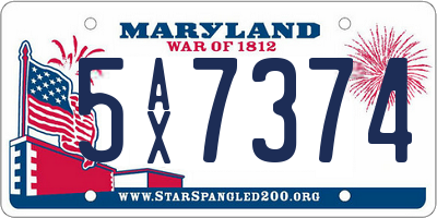 MD license plate 5AX7374