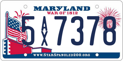 MD license plate 5AX7378