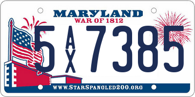 MD license plate 5AX7385