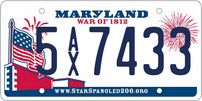 MD license plate 5AX7433
