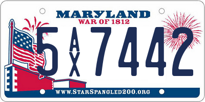 MD license plate 5AX7442
