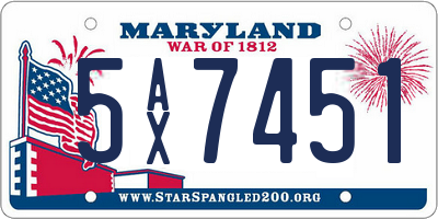 MD license plate 5AX7451