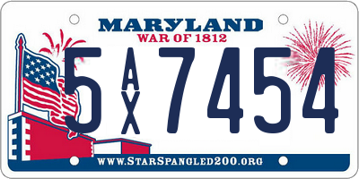 MD license plate 5AX7454