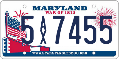 MD license plate 5AX7455