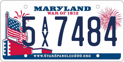 MD license plate 5AX7484