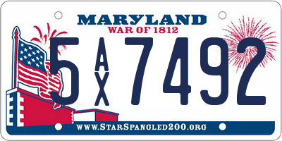 MD license plate 5AX7492