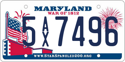 MD license plate 5AX7496
