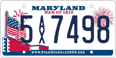 MD license plate 5AX7498