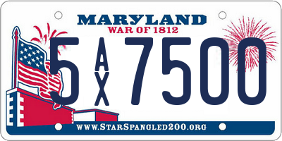 MD license plate 5AX7500