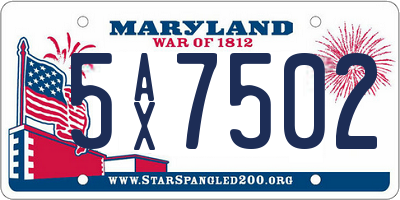 MD license plate 5AX7502