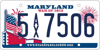 MD license plate 5AX7506