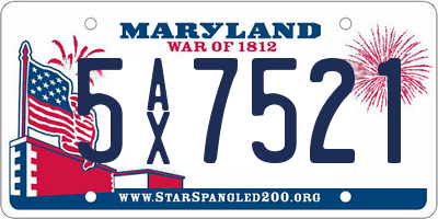 MD license plate 5AX7521