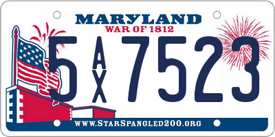 MD license plate 5AX7523