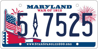 MD license plate 5AX7525