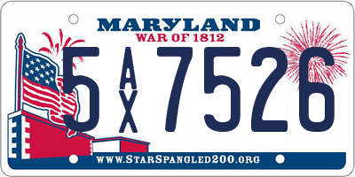 MD license plate 5AX7526